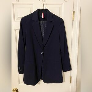 Tommy Hilfiger Navy Longline Single-Button Blazer